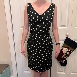 Vintage Maggy London Polka Dot Dress cotton linen blend